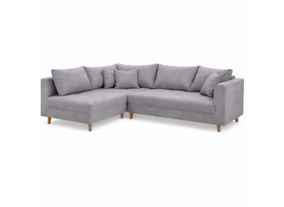 Graues L-förmiges Ecksofa Bequemes Sofa mit Kissen Polstermöbel
