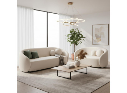 Modernes beiges Wohnzimmer-Set 3+2-Sitzer-Sofas Sessel Polstermöbel