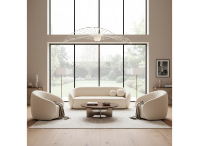 Beiges Wohnzimmer-Set 3+1+1-Sitzer-Sofas Sessel minimalistisch modern
