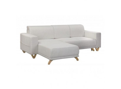 Weißes modernes L-förmiges Ecksofa Schlafsofa Ausziehsofa Wohnzimmer