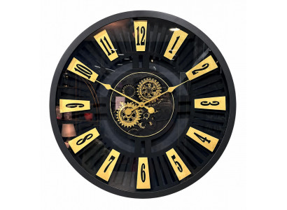 Wanduhr Weltkarte Steampunk Metall Glas Zahnrad Vintage Deko Loft Uhr