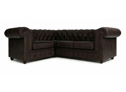 Luxuriöses braunes Ecksofa in L-Form gestepptes Sofa klassischer Chesterfield
