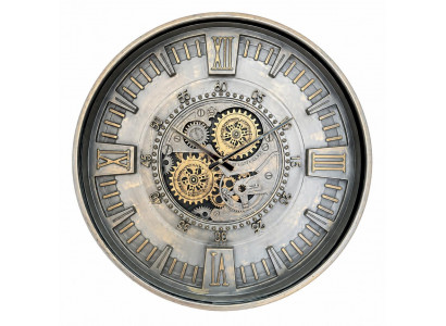 Wanduhr Vintage Hell Gold Zahnräder Mechanisch Industrial Dekor Uhr
