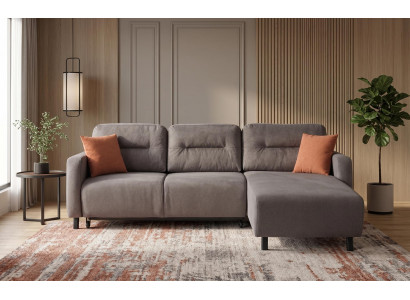 Modernes Grau Ecksofa L Shape Stoff Sofa mit Chaiselongue