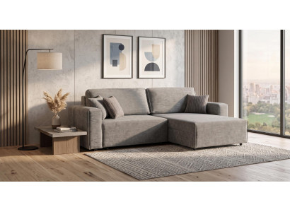 Modernes Graues Ecksofa L Form Stoff Hochwertig Elegant Komfort