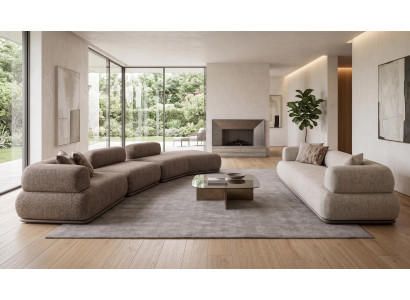 Beiges Modulares Ecksofa und Dreisitzer Sofa Stoff Modern Komfort