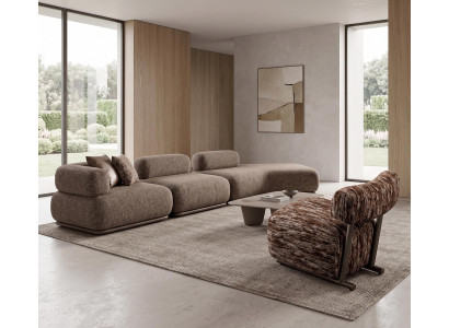 Modulares Ecksofa Stoff mit Lounge Sessel Wohnzimmer Modern