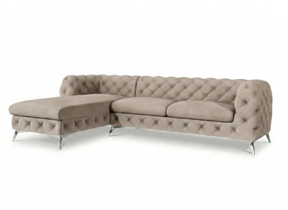 Beiges L-förmiges Ecksofa Chesterfield Gestepptes klassisches Sofa luxuriös