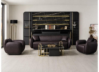 Sofa Set Sofa Sessel weich bequem schön modern schwarz neu