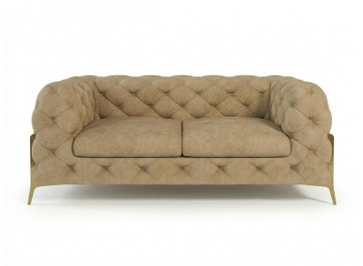 Beiges 2-Sitzer-Sofa Chesterfield-Stoffsofa Sofas für das Wohnzimmer
