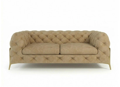 Klassisches beigefarbenes 2,5-Sitzer-Sofa Chesterfield-Stoffsofa Wohnzimmer