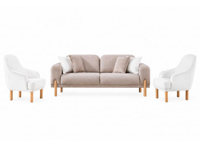 Modernes Sofa Set 3+1+1 Sitzer Stoffsofa Wohnzimmer Elegant Polstermöbel