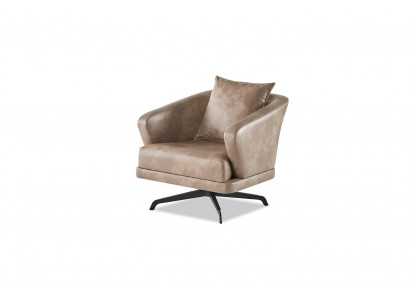 Sessel Leder modern Minimalismus Drehfunktion Beige Drehmoment