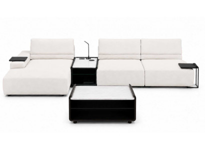 Wohnzimmer Italienische Polster Ecksofa L-Form mit Couchtisch 2x Beistelltische