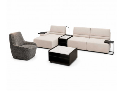 Moderne Polstermöbel Wohnzimmer Ecksofa L-Form Eleganter Sessel und Couchtisch