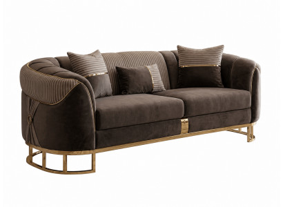 Braunes Stoffsofa Stilvoller Zweisitzer Komfortable Sitzfläche