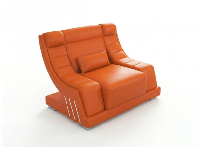 Leder Sessel Modern Orange Relax LED Design Polstersessel Wohnzimmer