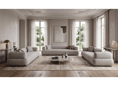 Elegantes Beiges Lounge Sofa Set 4er 3er Modern Minimal
