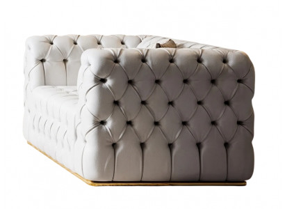Großzügiger Weißer Chesterfield Sessel Exklusiver Loungesessel