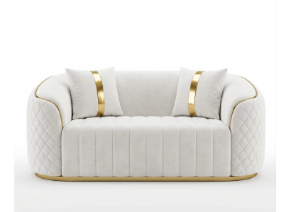 Weißer Bequemer Zweisitzer Textilsofas Designer Couchen 2-Sitzer