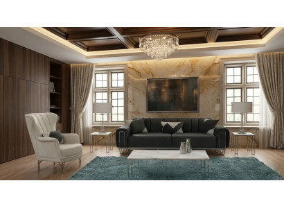 Gemütliche Polstergarnitur Stilvolles Couch Set 3-Sitzer Relaxsessel