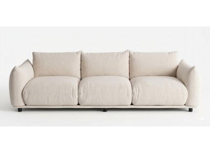 3-Sitzer Sofa Weiß Velours Modern komfortabel Wohnzimmer