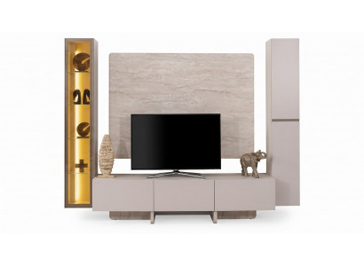 TV Wohnwand Modern Beige Luxus Design LED TV Möbel Set Elegant