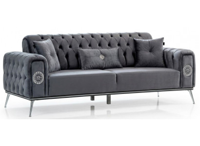 3-Sitzer Sofa Chesterfield Schwarz Luxuriöse Bequem Schick Praktisch