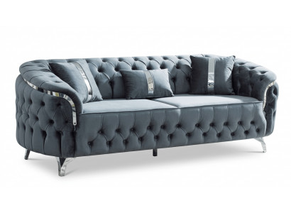 Zeitloser Chesterfield Grauer 3-Sitzer Exklusives Polstersofa 3-er