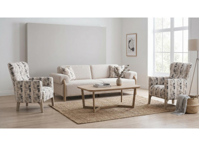 Sofa Set 3+1+1 Beige Bouclé Modern Skandinavisch Design Garnitur
