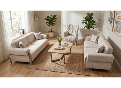 Stilvolles Wohnzimmer Set 3+3+1 Sitzer Modernes Design Komfort Luxus
