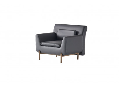 Sessel grau modern elegant funktional ergonomisch minimalistisch gold