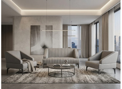 Sofa Sessel grau Sessel funktional ergonomisch Ziernähte