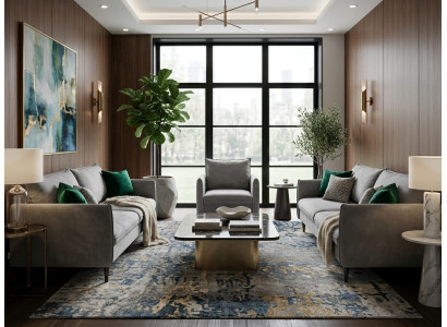 Elegantes graues Wohnzimmer-Set 3+3+1-Sitzer-Sofas hochwertige Sofas