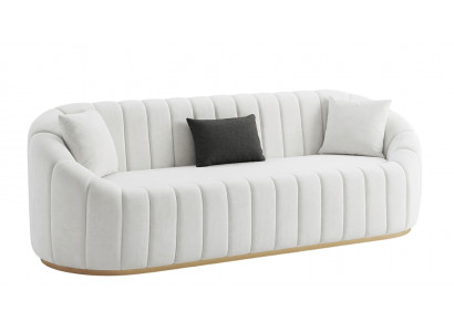 Weißes 3-Sitzer Stoffsofa Moderne Wohnzimmer Textilcouch 3-er