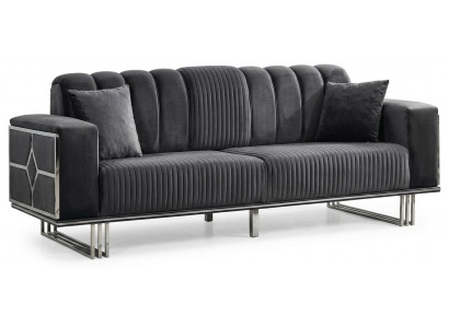 3-Sitzer Sofa Chesterfield Schwarz Luxuriöse Bequem Praktisch Schick