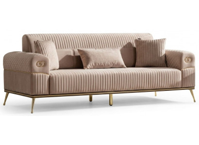 3-Sitzer Sofa Moderner Stil Beigе Komfortabel Bequem Schick Praktisch
