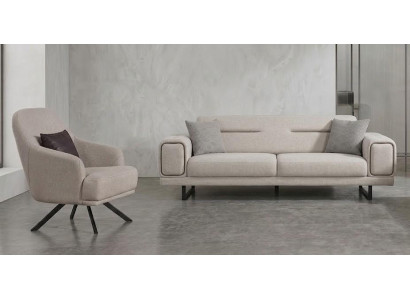 Sofa Set Sofa Sessel weich bequem schön modern beige