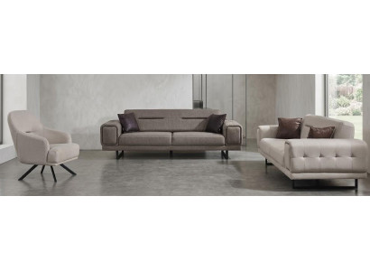 Sofa Set Sofa Sessel weich bequem schön modern Beige Grau