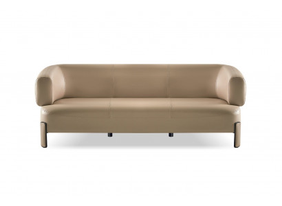 Sofa Beige Leder Abgerundete Formen Modern Minimalistisch