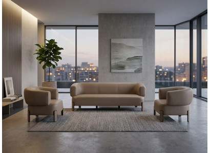 Sofa Sessel Beige Abgerundete Formen Modern Minimalistisch