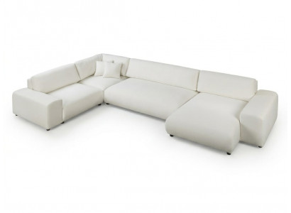 Großes weißes Ecksofa in U-Form luxuriöses Stoffsofa  Wohnzimmersofas