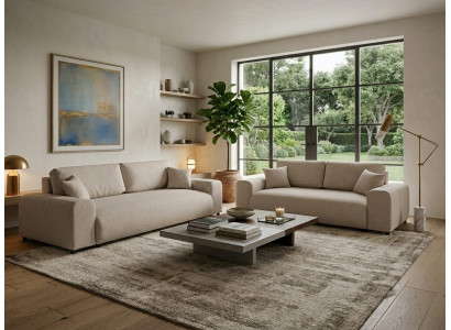 Beiges Wohnzimmer-Set 4+3-Sitzer-Sofas bequeme hochwertige Sofas Designer
