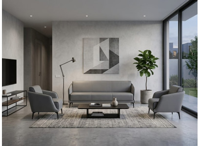 3-Sitzer Sofa Sessel modernes Grau elegant minimalistisch