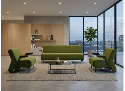 3-Sitzer-Sofa Sessel modern olivgrün elegant Leder minimalistisch