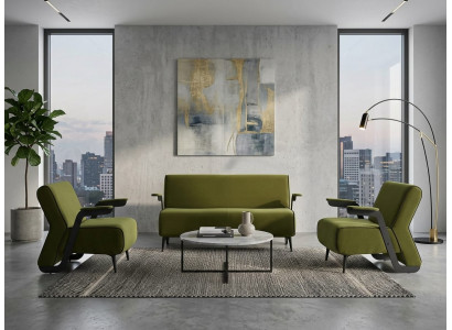 2-Sitzer-Sofa Sessel modern olivgrün elegant Leder minimalistisch