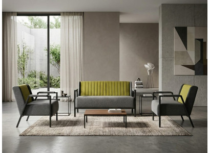 Sofa Sessel modern olivgrün grau elegant Stoff vielseitig