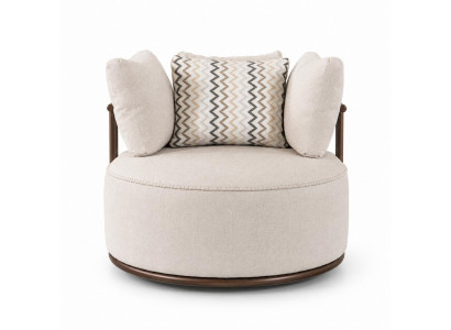 Weicher Design Sessel Rund Italien Style Beige Komfort Polstermöbel
