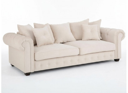 Hellbeiges 2,5-Sitzer-Sofa  gemütliches Stoffsofa  Klassiker Chesterfield