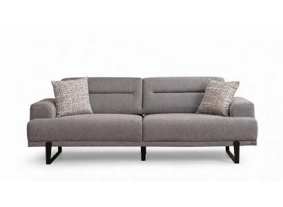 3 Sitzer Sofa Grau Stoff Modern Metallbeine Wohnzimmer Design